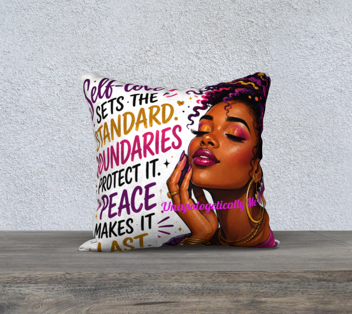 Self-Love Sets The Standard" Throw Pillow | Black Girl Magic Affirmation Home Decor