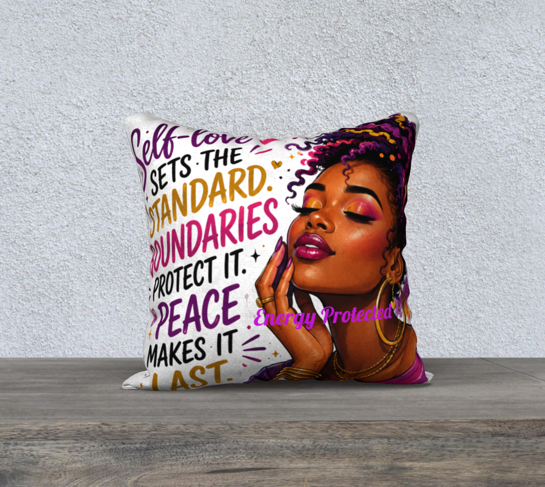 Self-Love Sets The Standard" Throw Pillow | Black Girl Magic Affirmation Home Decor